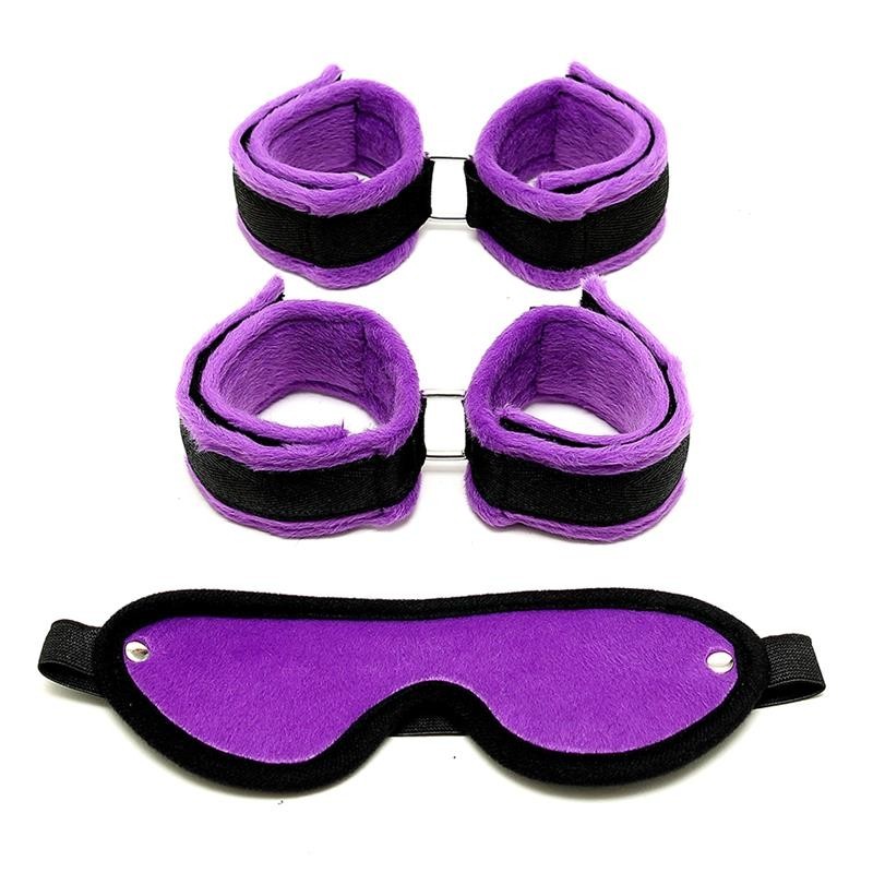 Menottes et masque de jeu de bondage Rimba - violet