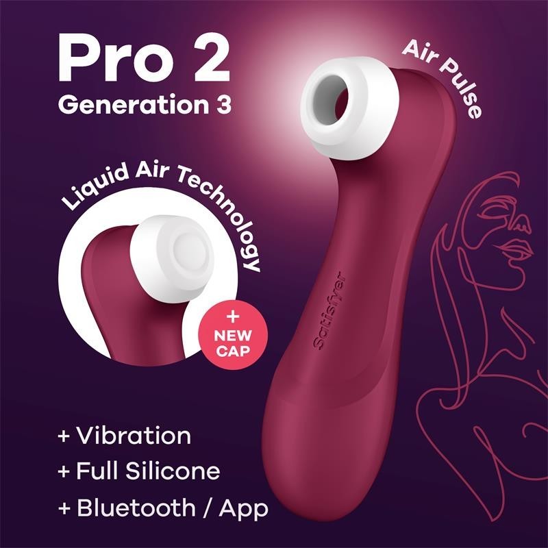 Pro Vibrator der 2. Generation - Liquid Air - App Connect Weinrot