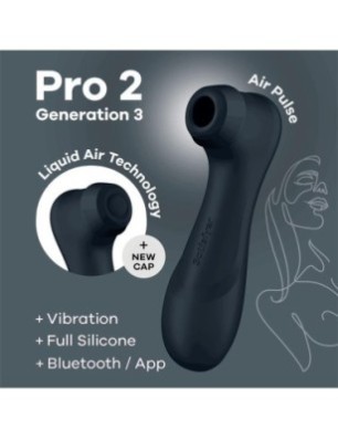 Stimulateur clitoridien Pro 2  Liquid Air Technology App Connect - Noir