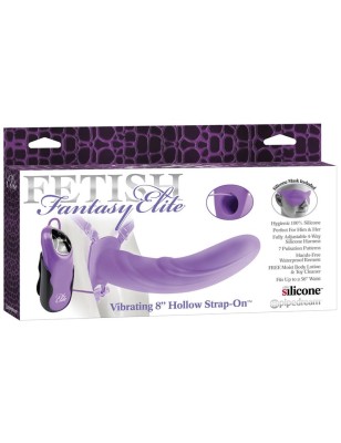 Harness with Hollow Dildo with Vibration 20 cm Purple