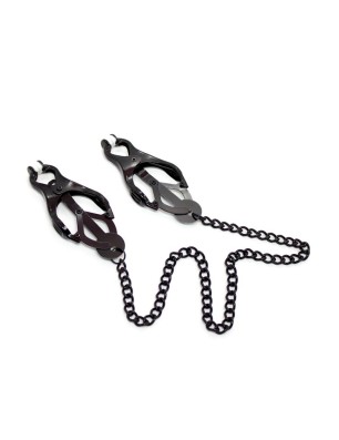 Japanese Nipple Clamps with Chain Black