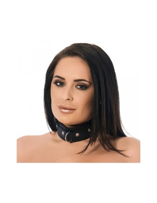 Leather Collar with Big Metal Ring