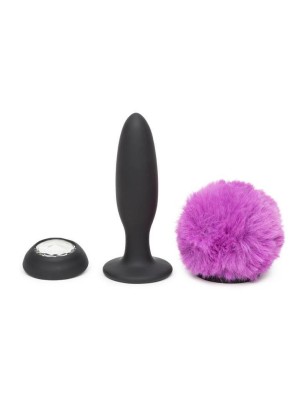 Butt Plug with Vibration and Remote Control Double Base Purple Medium