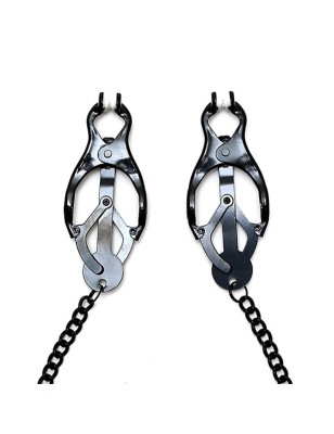 Adjustable nipple clamps butterfly style with black chain