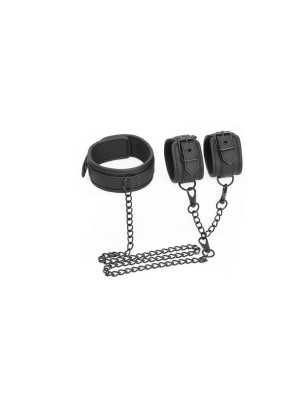 Collar and Hand Cuffs Set Vegan Leather